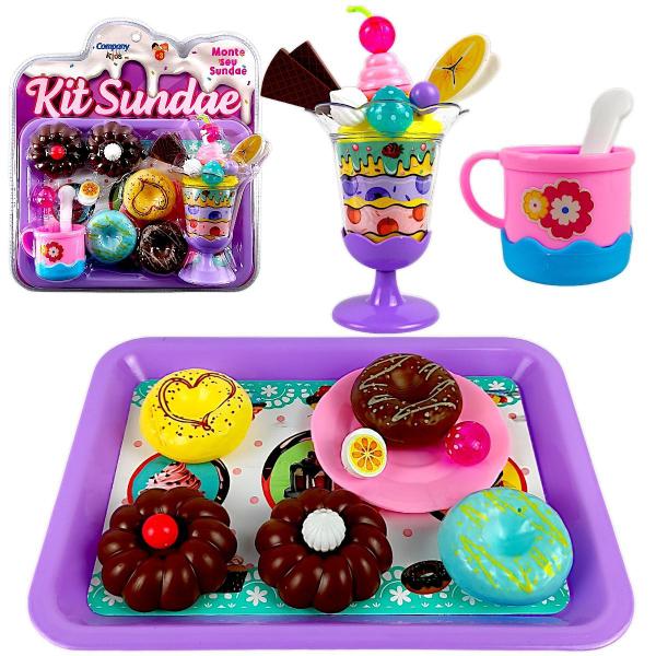 Imagem de Kit Sundae Sorveteria brinquedo rosquinhas doces confeitaria