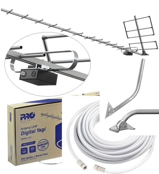 Imagem de Kit Super Antena de TV Full HDTV 18 DBI Digital UHF Completa