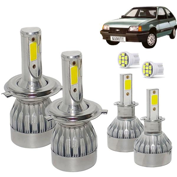 Imagem de Kit Super Led Kadett 1985 86 87 88 89 90 91 92 93 94 95 96 Farol Alto e Baixo H4 + Milha H3 20000 Lumens