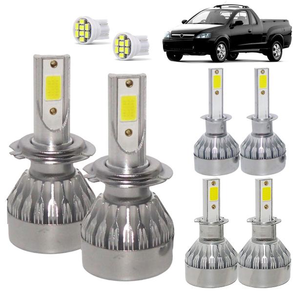 Imagem de Kit Super Led Montana 2003 04 05 06 07 08 09 2010 Farol Duplo Baixo H7 + Alto H1 + Milha H3 20000 Lumens