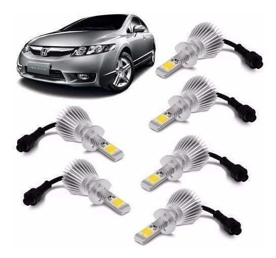 Imagem de Kit Super Led New Civic 2009 2010 2011 Farol E Milha 6000K