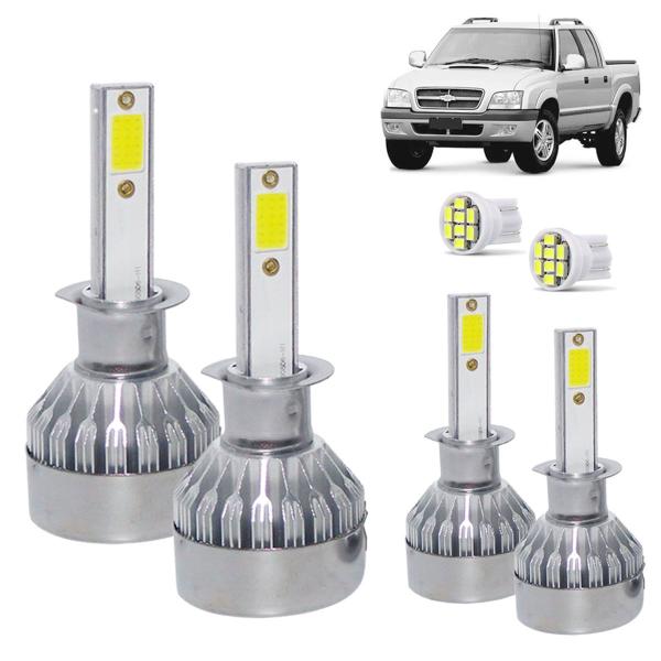 Imagem de Kit Super Led S10 2001 02 03 04 05 06 07 08 09 10 11 Farol Alto H1 + Milha H1 20000 Lumens