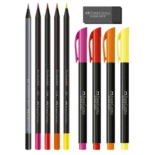 Imagem de Kit SuperSoft Cores Quentes 10 Peças Faber Castell