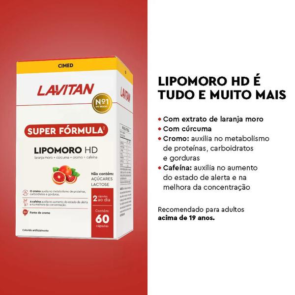 Imagem de Kit Suplemento Alimentar Lavitan Lipomoro HD Com 10 Caixas De 60 Cápsulas Cada