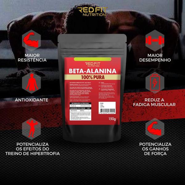 Imagem de Kit Suplemento em Pó Red Fit Nutrition 100% Puro Importado C/ Laudo Kit Beta-Alanina 150g ( 2 Unidades )