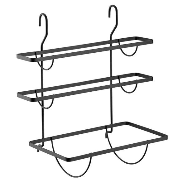 Kit Suporte Barra Cozinha Preta 70cm 3 Ganchos Ventosa Porta Rolos Temperos Condimentos - Schmitt Imagem de Kit Suporte Barra Cozinha Preta 70cm 3 Ganchos Ventosa Porta Rolos Temperos Condimentos