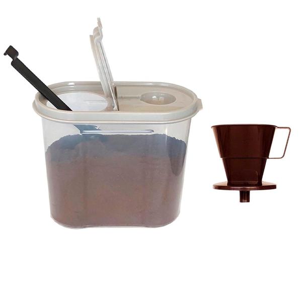 Imagem de Kit suporte coador filtro 103 base garrafa térmica pote porta café ou açúcar com colher dosadora