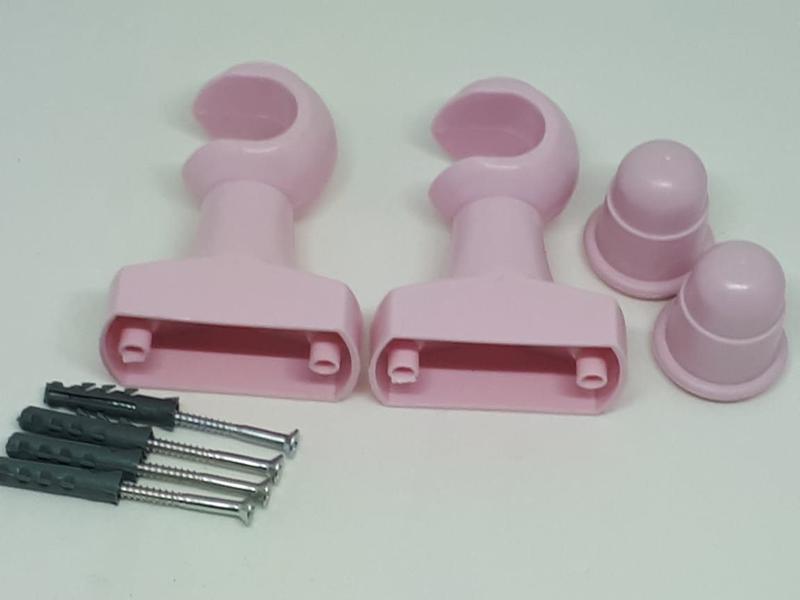 Imagem de Kit Suporte Cortina para Varão 28mm Rosa Bebe Pvc (par)