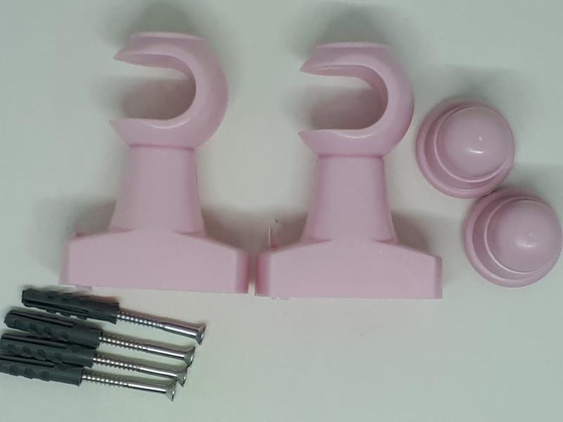 Imagem de Kit Suporte Cortina para Varão 28mm Rosa Bebe Pvc (par)