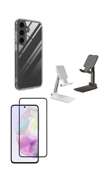 Imagem de Kit Suporte de Mesa Samsung Galaxy A35 + Capa + Pelicula De Vidro 3D