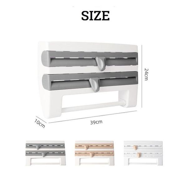 Imagem de Kit Suporte De Toalha De Papel De Parede + Dispenser Organizador Para Plástico Filme De PVC 