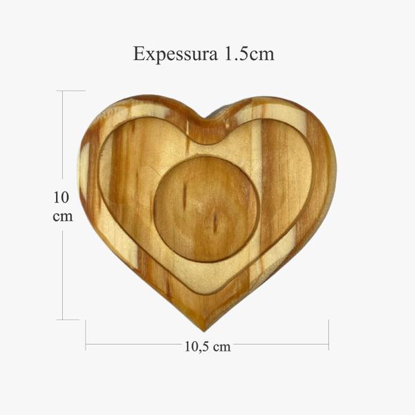 Imagem de Kit Suporte De Xícaras Em Madeira Coração