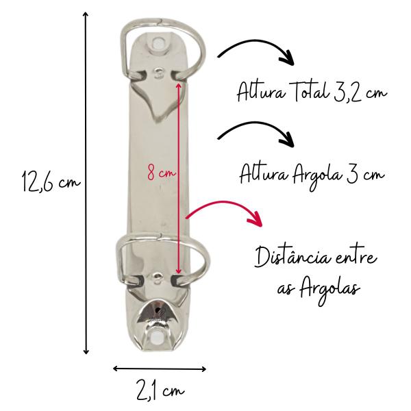 Imagem de Kit Suporte Garra Fichário Scrap D Ring 21mm 5 Unidades