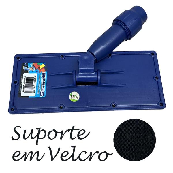 Imagem de Kit Suporte Limpa Tudo Articulado Mop Fibra Azul +