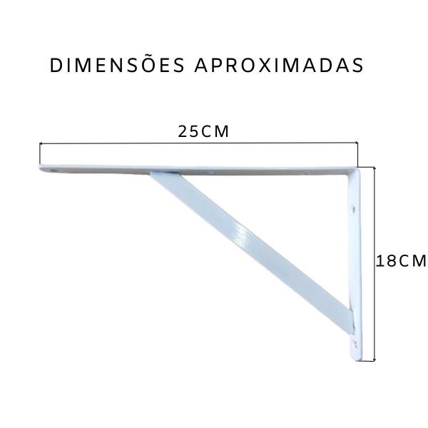 Imagem de kit Suporte mão francesa C/ buchas e parafusos 25cm Branca