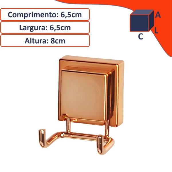 Kit Suporte Papel Higiênico Gancho Duplo Multiuso Porta Toalha Banheiro Ventosa Rose Gold - Future Imagem de Kit Suporte Papel Higiênico Gancho Duplo Multiuso Porta Toalha Banheiro Ventosa Rose Gold - Future