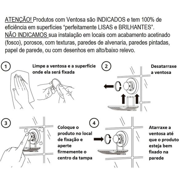 Imagem de Kit Suporte Papel Higiênico Gancho Multiuso Porta Toalha Banheiro Ventosa Cromado - Future