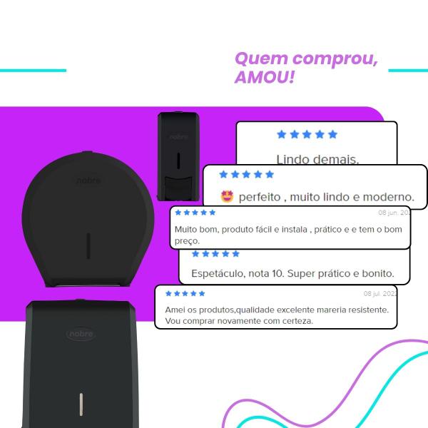 Imagem de Kit suporte papel toalha papel higiênico saboneteira álcool gel nobre- preto