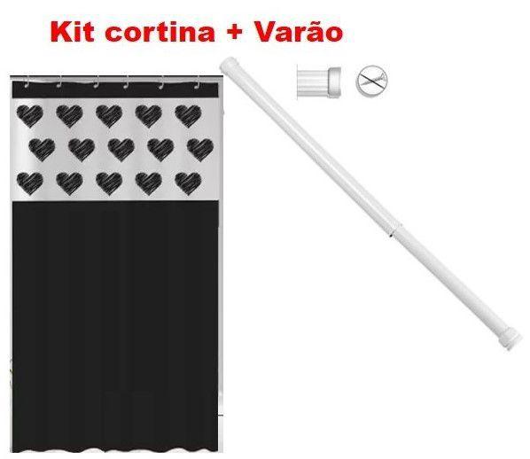 Imagem de Kit Suporte para Banheiro 60 x 90cm mais cortina Box coração