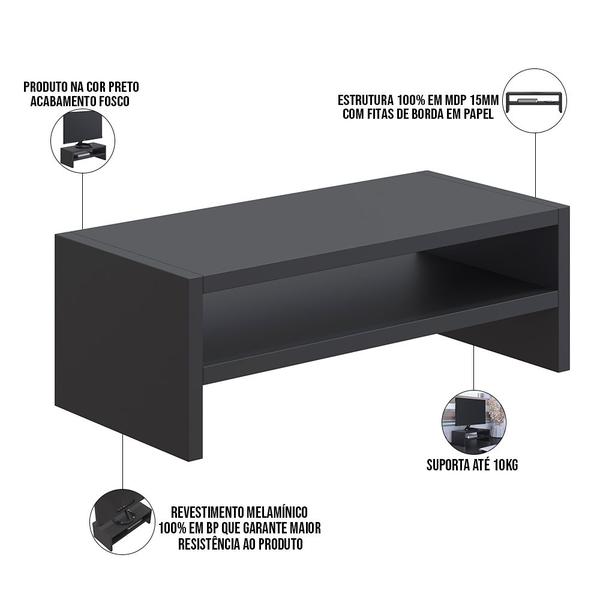 Imagem de Kit Suporte Para Cpu Nobreak Guide Cyber e Suporte De Monitor Stand Lap L03 Preto - Lyam Decor