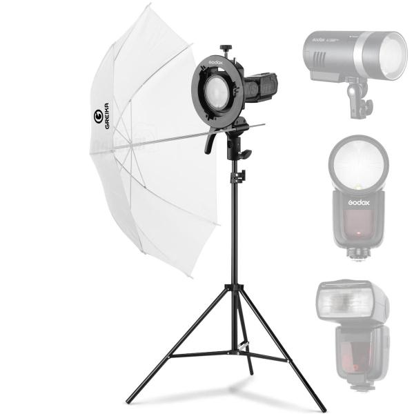 Imagem de Kit Suporte Para Flash Speedlite Godox S2 Com Sombrinha E Tripé 2m Branca