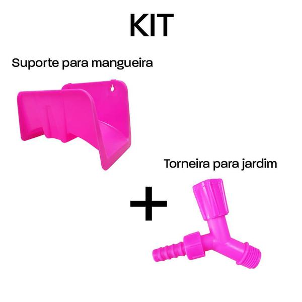 Imagem de Kit Suporte Para Mangueira + Torneira de Jardim