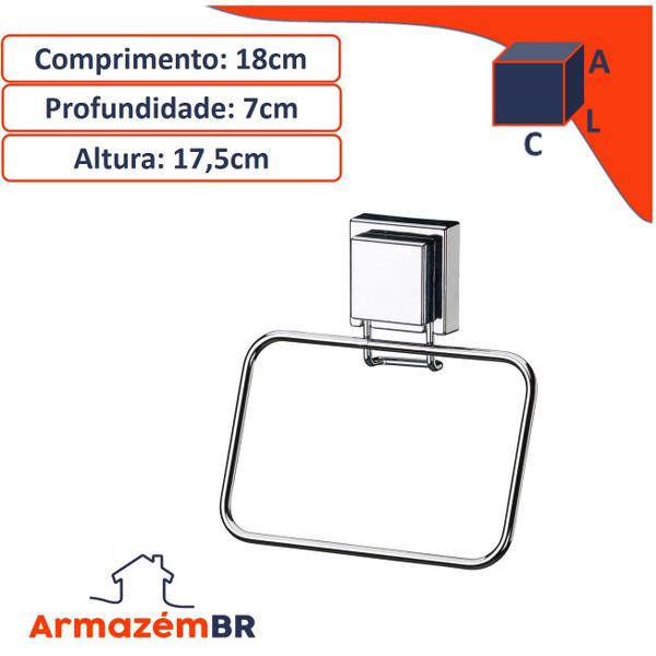 Imagem de Kit Suporte Porta Toalha Duplo Toalheiro Argola Aço Inox Ventosa Banheiro - Future