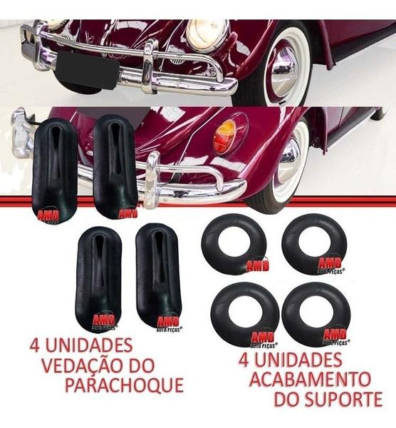 Imagem de Kit suporte + tubo + calço + borracha vedação + parafusos parachoque dianteiro + traseiro fusca 1200 1300 59 a 70