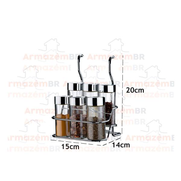 Imagem de Kit Suportes Porta Rolo Triplo Papel Toalha Condimentos Temperos Com Barra 45cm Cromado Cozinha - Future