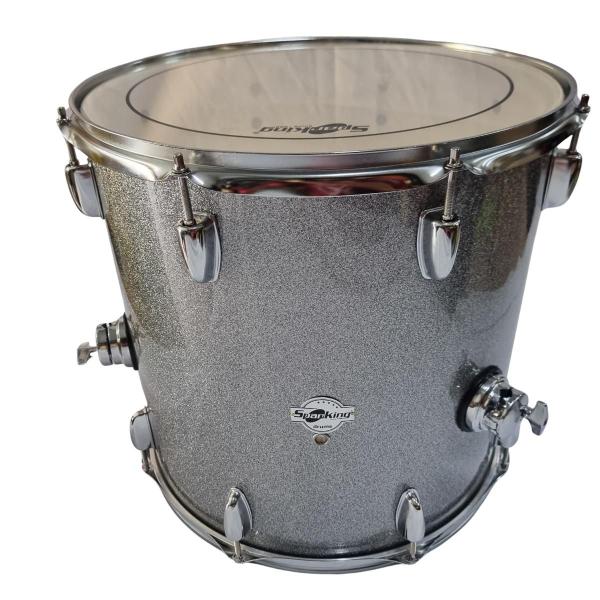 Imagem de Kit Surdo 16 x 16 Aro 2mm 8 Afinações Silver Sparkle + 3 Pés