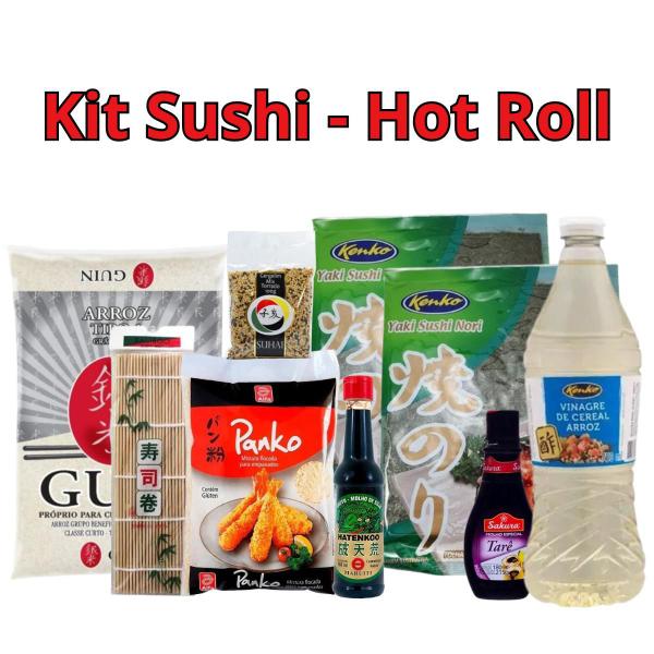 Imagem de Kit Sushi Hot Roll Oriental Com 9 Itens -  Arroz, 2 Algas, Shoyu, Esteira, Vinagre, Panko, Tarê e Gergelim