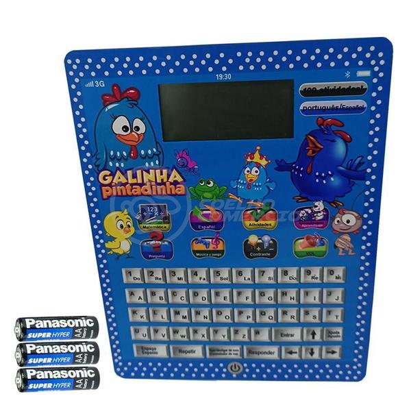 Imagem de Kit Tablet Infantil Galinha Pintadinha + 3 Pilhas Aa