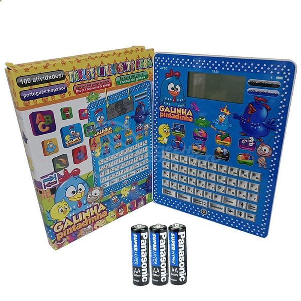 Imagem de Kit Tablet Infantil Galinha Pintadinha + 3 Pilhas Aa