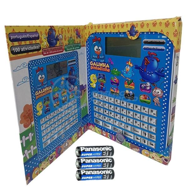 Imagem de Kit Tablet Infantil Galinha Pintadinha + 3 Pilhas Aa