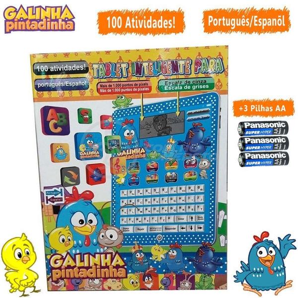 Imagem de Kit Tablet Infantil Galinha Pintadinha + 3 Pilhas Aa