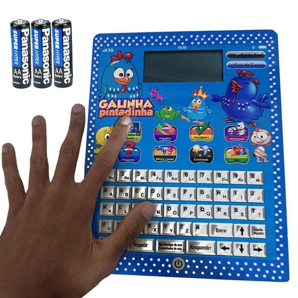 Imagem de Kit Tablet Infantil Galinha Pintadinha + 3 Pilhas Aa