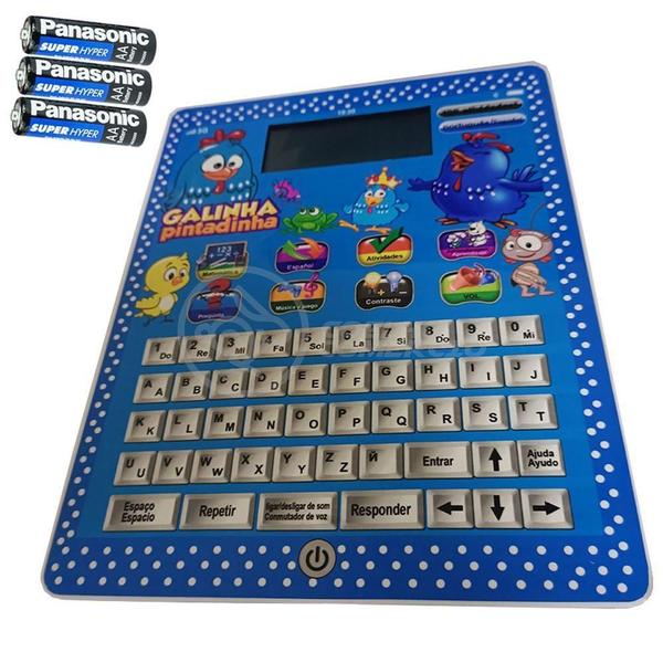 Imagem de Kit Tablet Infantil Galinha Pintadinha + 3 Pilhas Aa