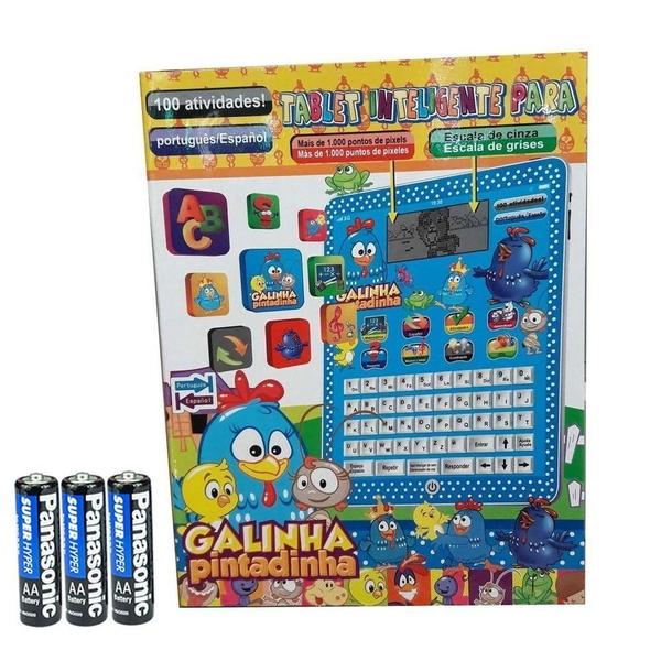 Imagem de Kit Tablet Infantil Galinha Pintadinha + 3 Pilhas Aa