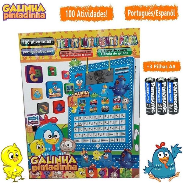 Imagem de Kit Tablet Infantil Galinha Pintadinha + 3 Pilhas Aa