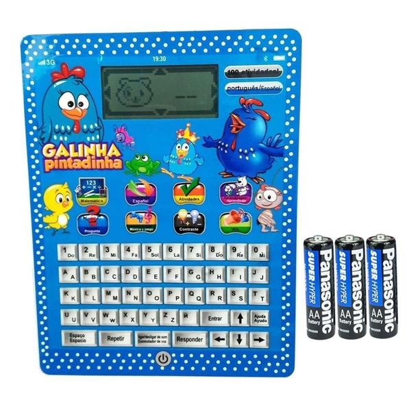 Imagem de Kit Tablet Infantil Galinha Pintadinha + 3 Pilhas Aa