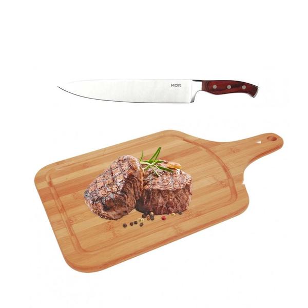 Imagem de Kit Tabua de Carne 50 Cm X 30 Cm + Faca para Churrasco  Mor 