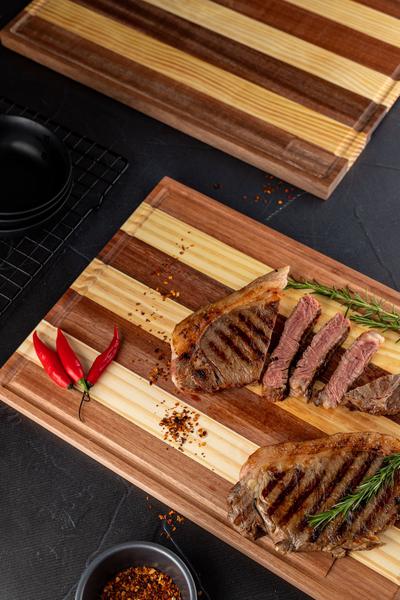 Imagem de Kit Tábua de Corte de Carne 35cm Com Garfo e Faca Churrasco