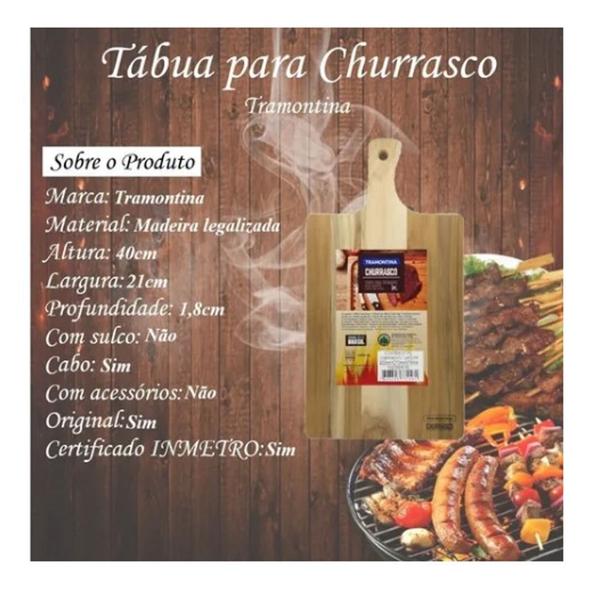 Imagem de Kit Tabua Madeira Churrasco + Garfo E Faca Tramontina