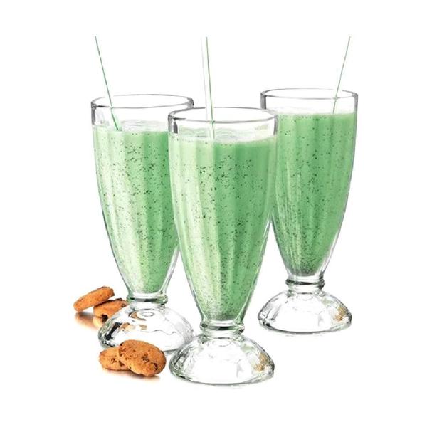 Imagem de Kit taca copo milk shake e suco 6 pçs sobremesa retro 260ml grande copo de vidro