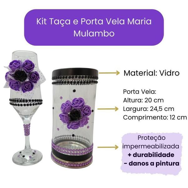 Kit Taça E Porta Vela Maria Mulambo Rosas Vidro - Meta Atacado Imagem de Kit Taça E Porta Vela Maria Mulambo Rosas Vidro