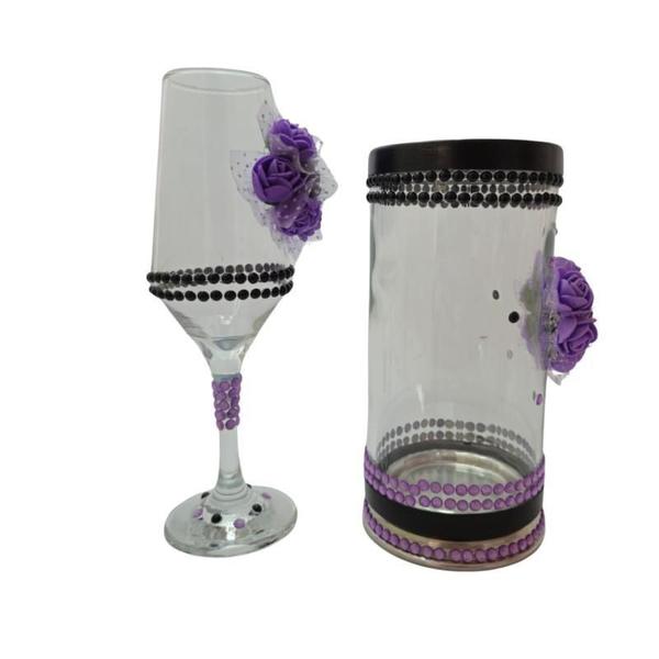 Kit Taça E Porta Vela Maria Mulambo Rosas Vidro - Meta Atacado Imagem de Kit Taça E Porta Vela Maria Mulambo Rosas Vidro