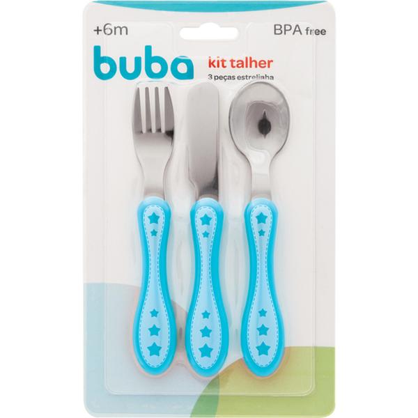 Kit Talher buba 3 Peças Estrelinha Azul Imagem de Kit Talher buba 3 Peças Estrelinha Azul