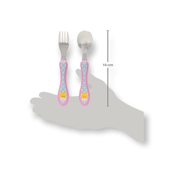 Kit talher colher e garfo infantil bebe anatômico animal fun aço inoxidavel introdução alimentar menno menina buba Imagem de Kit talher colher e garfo infantil bebe anatômico animal fun aço inoxidavel introdução alimentar menno menina buba