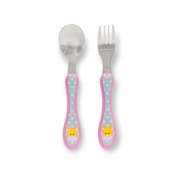 Kit talher colher e garfo infantil bebe anatômico animal fun aço inoxidavel introdução alimentar menno menina buba Imagem de Kit talher colher e garfo infantil bebe anatômico animal fun aço inoxidavel introdução alimentar menno menina buba
