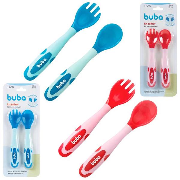 Kit Talher Garfo Colher Introdução Alimentar Refeição Flexível Termossensível Buba Bebê - Buba Baby Imagem de Kit Talher Garfo Colher Introdução Alimentar Refeição Flexível Termossensível Buba Bebê